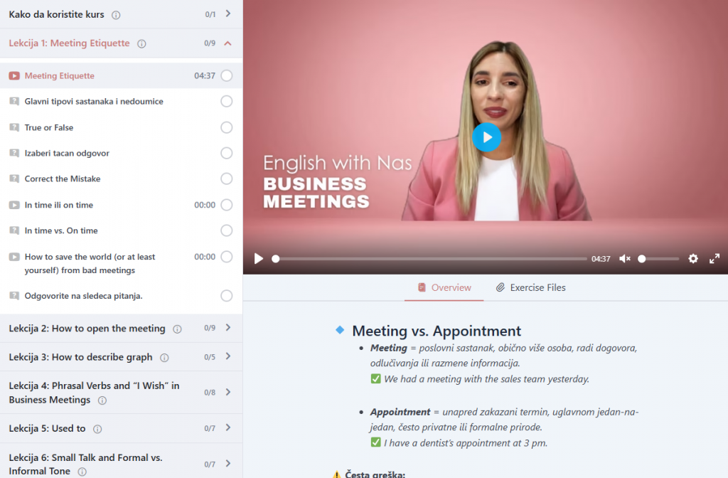 poslovni enfleski engleski za sastanke